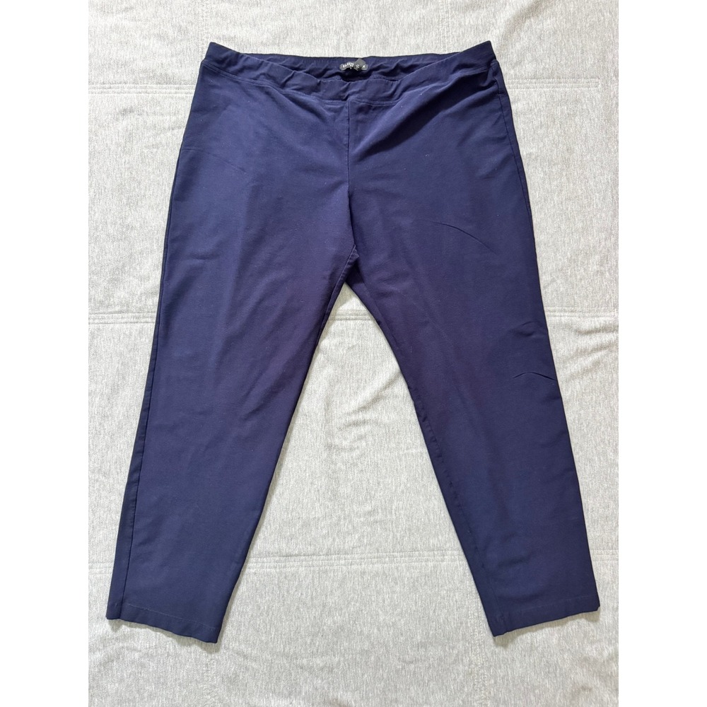 Eileen Fisher Woman Navy Blue Ponte Knit Straight Leg Pants Plus Size 1X